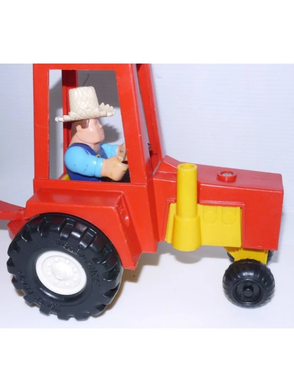 Vintage Fisher Price tractor & cart, wagon with farmer figure 1980 Quaker Oats